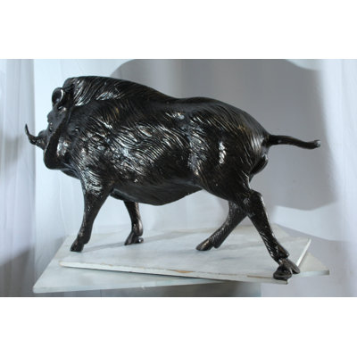 Nifao Aluminum Wild Boar Statue with Textured Fur and Powerful Stance - Rustic Razorback Animal Decor - 46" x 12" x 30"H