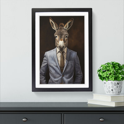 XYZ-FRM-V1223-538 Donkey In A Suit Painting No.2 - Single Picture Frame Print on Wood