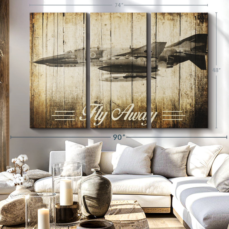 «Rustic F-4 Phantom Avion» sur toile, H 48 po x l 74 po x P 1,25 po