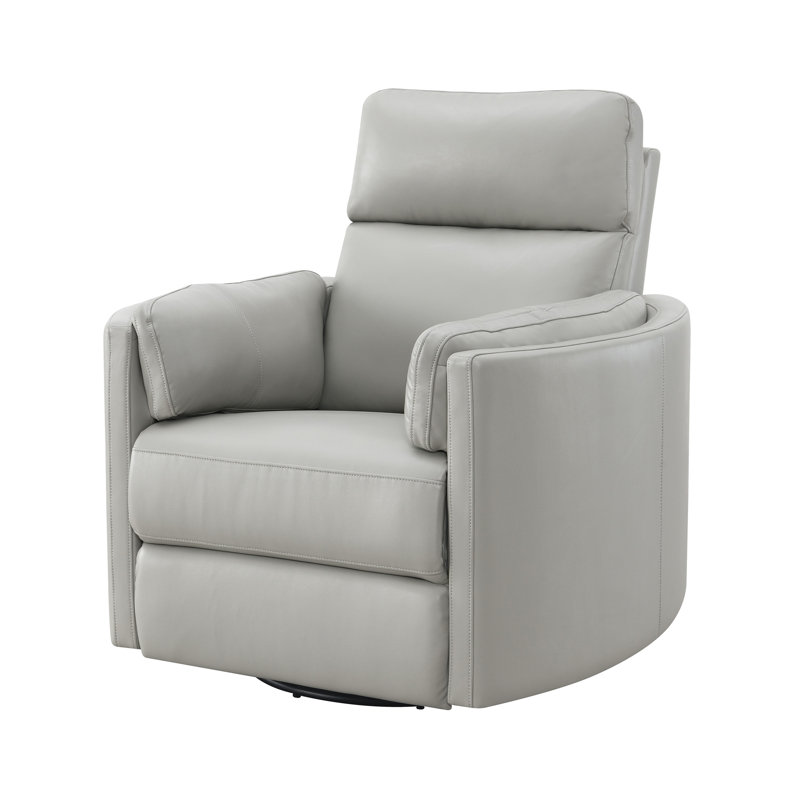 Sagen Contemporary 40" W Manual Glider Recliner with Swivel in Gray Leather Aire