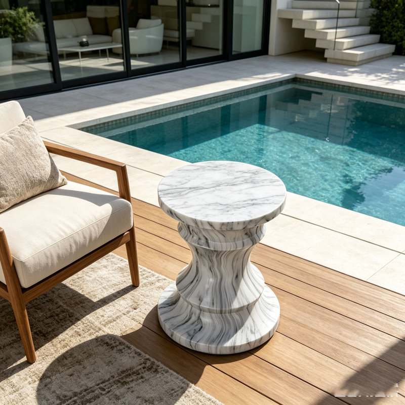 Tables de bout d'extérieur en ciment, H 17,91 po x l 15,35 po x P 15,35 po