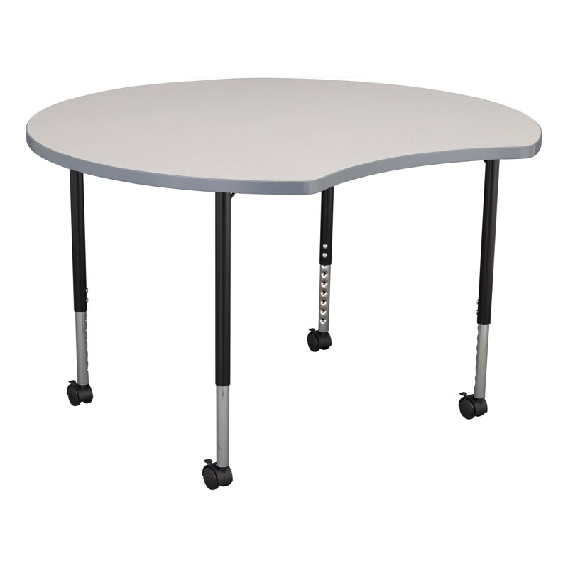 Structure Series Crescent 46" x 43" Adjustable Height Novelty Activity Table with Casters, gris, Gris/noir
