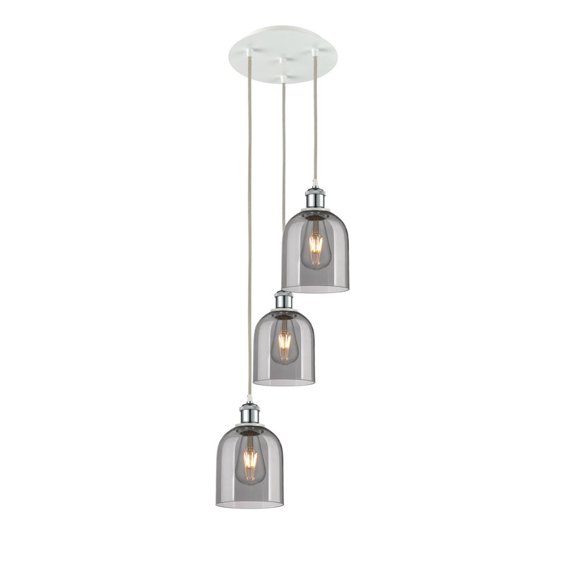 Odaniel 3 - Light Cluster Pendant, Light Smoke, White Polished Chrome