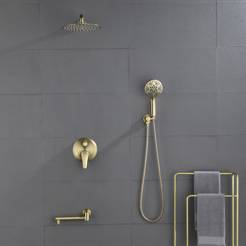 Rain Shower System With Tub Spout 3 Function Shower Faucet Set Contain 10 Inch Shower Head And Handheld Shower Trim Kit Valve Cartridge Included