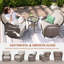 Ensemble de 5 pièces en rotin d'extérieur de qualité supérieure, 2 chaises coulissantes pivotantes avec dossiers en forme de T, 2 repose-pieds multifonctionnels et une table d'appoint en verre renforcé pour le patio, le jardin, la piscine et la cour
