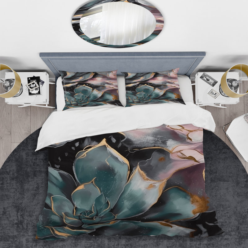 Ensemble de housse de couette Green Serenade Of Succulents I BeddingMicrofiber / Polyester