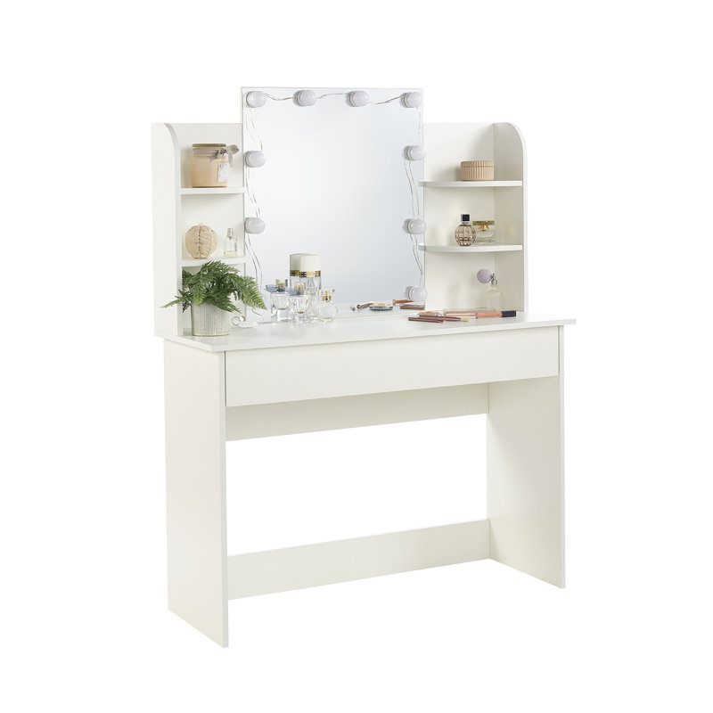 Narielle White Dressing Table with Mirror & Lights