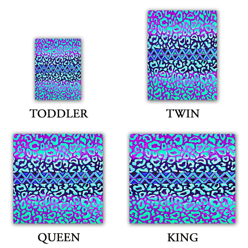 Ensemble de housse de couette leopard trail, 1 housse de couette grand + 2 taies standards, Bleu / Noir / Rose