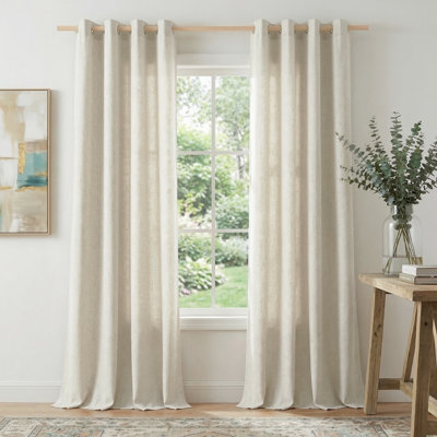 Ensemble de 2 rideaux en lin lin avec œillets obscurcissant pour salon et chambre à coucher, ensemble de 2