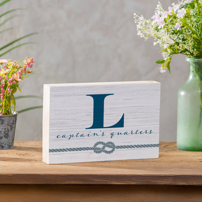 Capitaine en bois Coastal Monogram 12 "x 8"