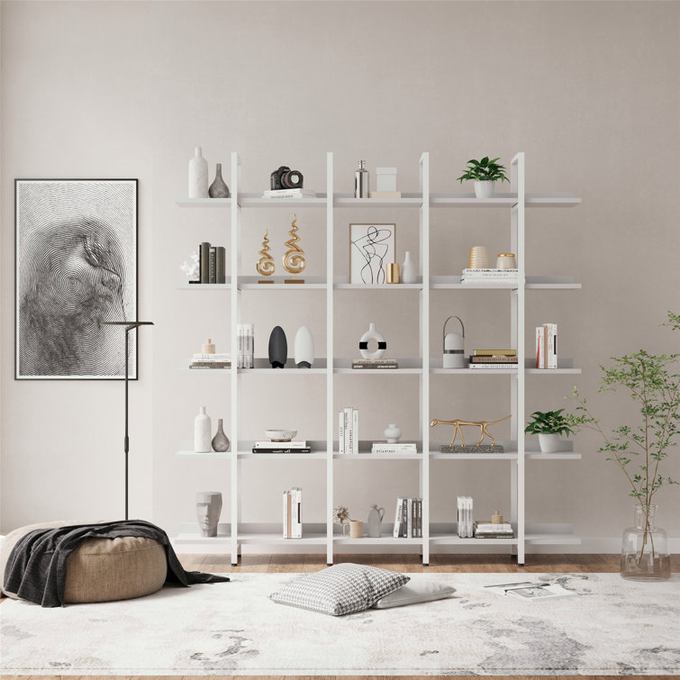 7-Tier Metal Frame L-Shaped Bookcase,Vintage Industrial Style Bookshelf,Office Bookshelf