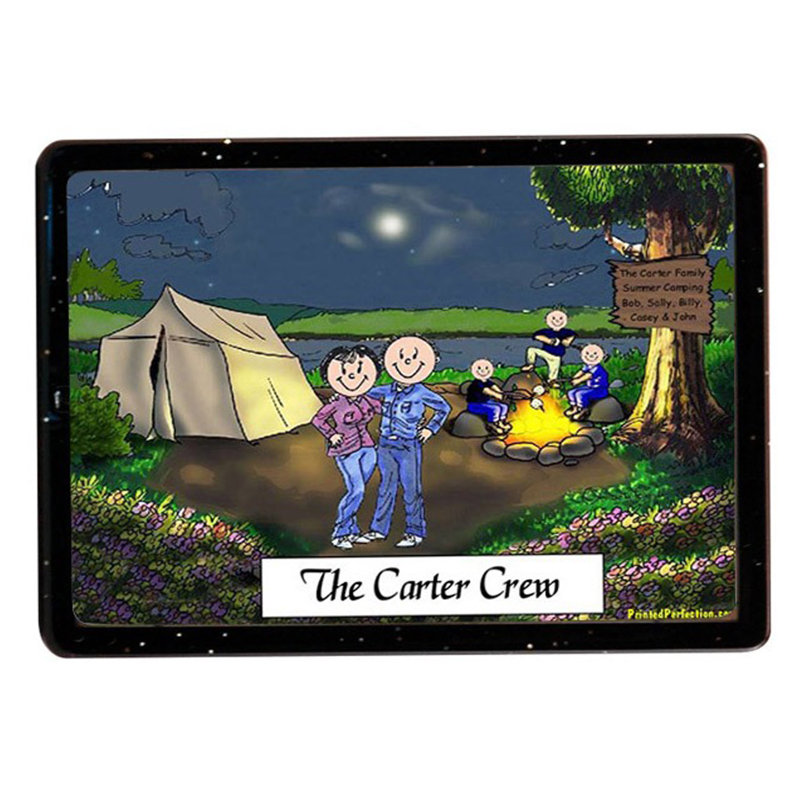 Magnet en acrylique personnalisé Couple de camping, trois enfants - excellent cadeau!, Oui