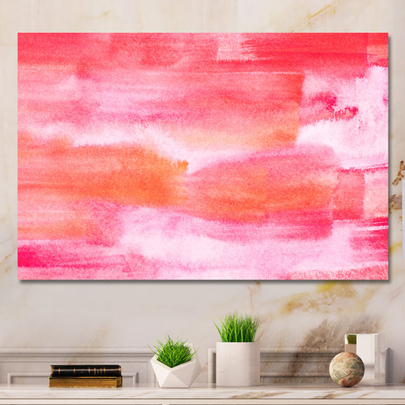 «Dark Pink and Red Waves», reproduction sur toile flottante, H 24 po x l 36 po x P 1 po, Toile tendue