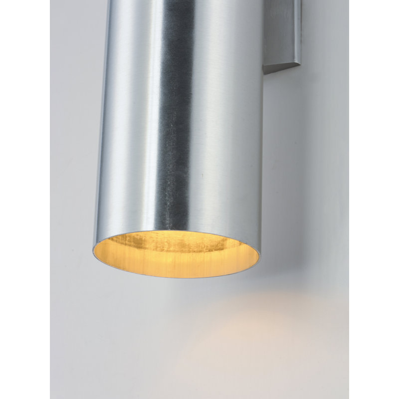 Applique murale d'extérieur en aluminium brossé H 6 po Barbara, Aluminium brossé, H 15 po x l 5 po x P 6,25 po