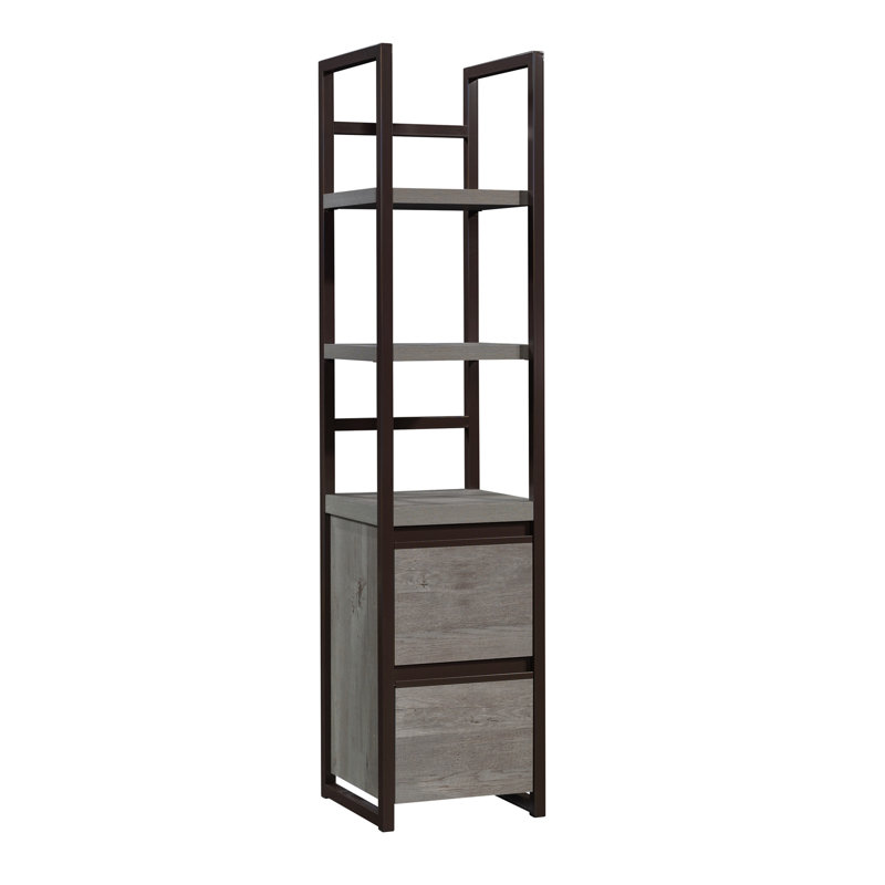 Bibliothèque étroite à 2 tablettes, finition brune