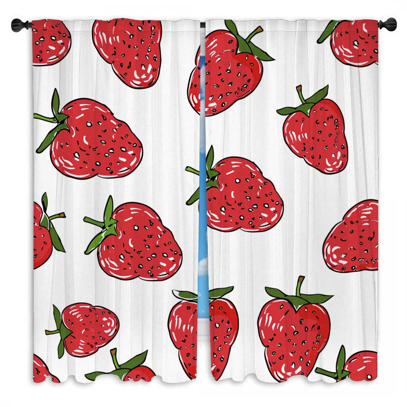 Rideaux pour fenêtre Strawberries - 2 panneaux, L 40 po x L 61 po