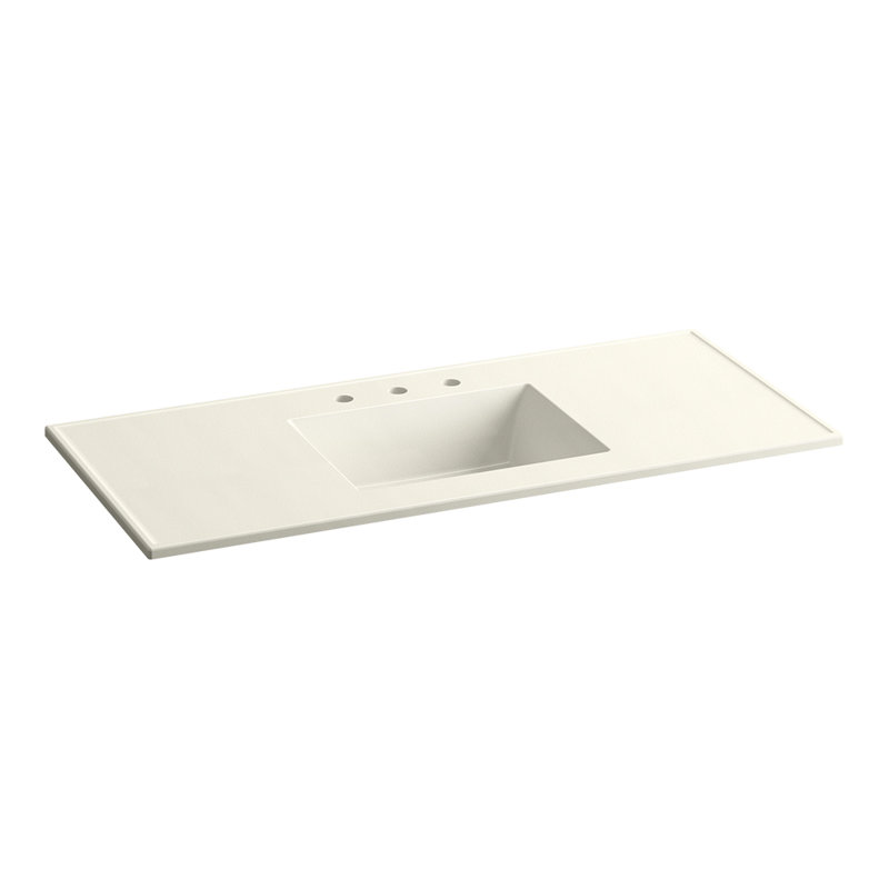 Ceramic/Impressions® Vitreous China Rectangular Drop-in Bathroom Sink with Overflow, Biscuit Impressions