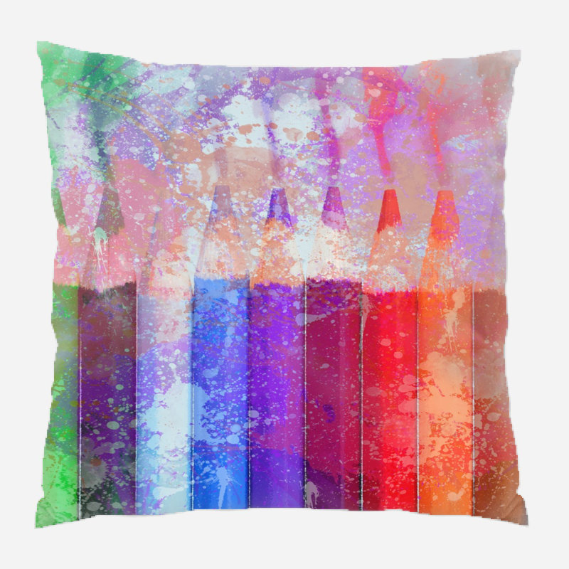 Coussin décoratif crayons Rossana, Microsuède, Intérieur