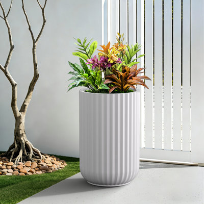 Grand pot à fleurs 14 po en forme de perle ronde (intérieur amélioré) avec trou de drainage
