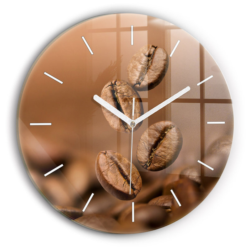 Glass Wall Clock, Light Brown