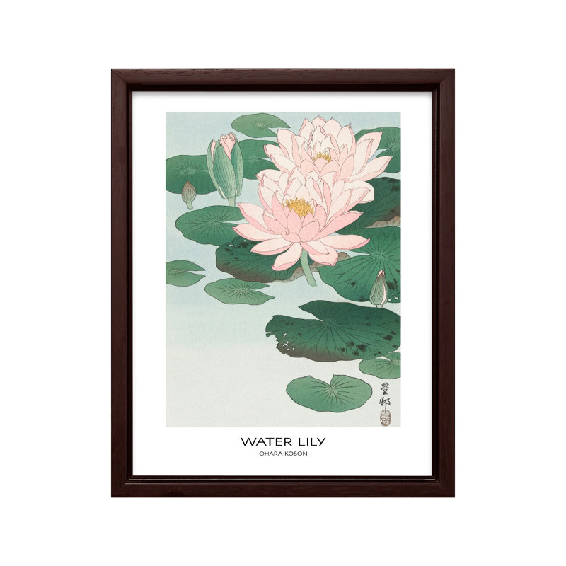 Ohara Koson - Nénuphar n ° 1, Canvas, 12"H x 16"W, Brown Framed