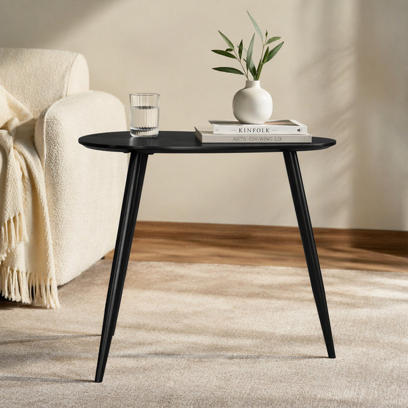 Xander Black Triangular Solid Wood End Table
