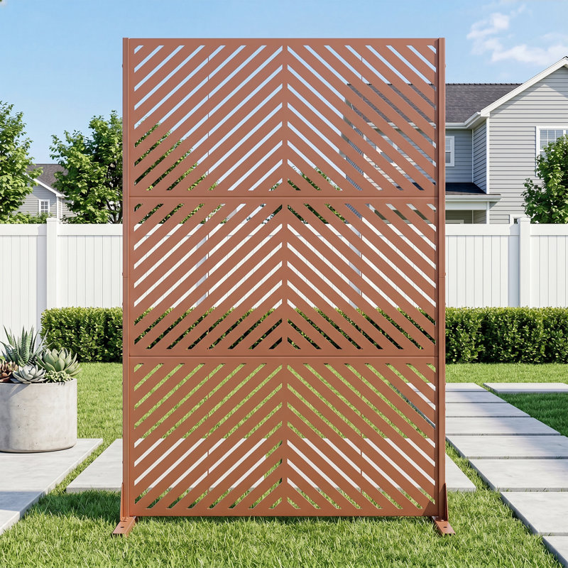 Panneau de clôture de jardin autoportant en métal H 6 pi x l 4 pi, Brown