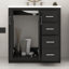 Meuble-lavabo de salle de bain 30 po avec lavabo, meuble-lavabo autoportant moderne avec 2 portes et 3 tiroirs, conception élégante à chevrons-283209613