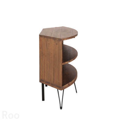 Table de coin en bois récupéré en forme de ventilateur pour le salon, utilisez votre espace