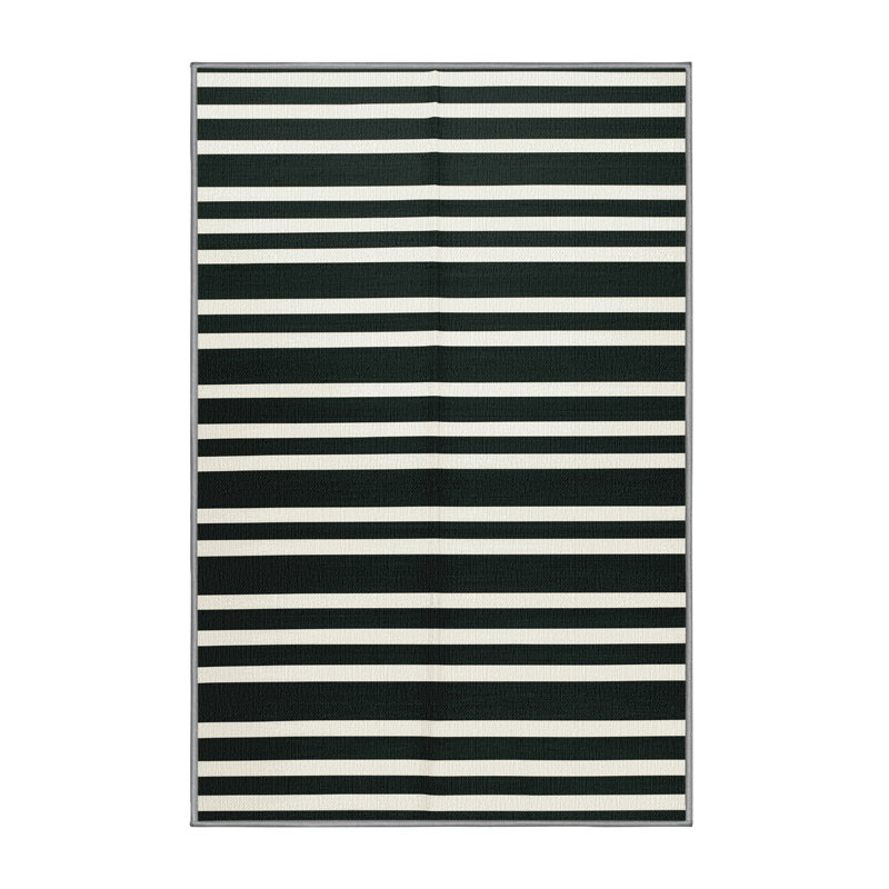 Washable Cypress White Striped Area Rug, Rectangle 5' x 8'