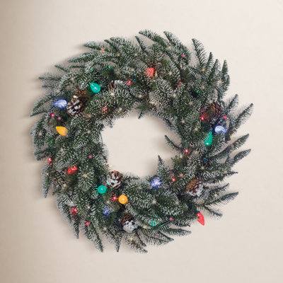 The Holiday Aisle® 24" Frosted Pre-Lit Wreath