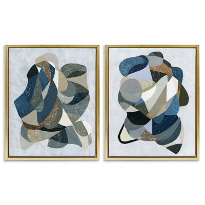 Ensemble de 2 cadres flottants à motifs géométriques neutres, design par Coco Good