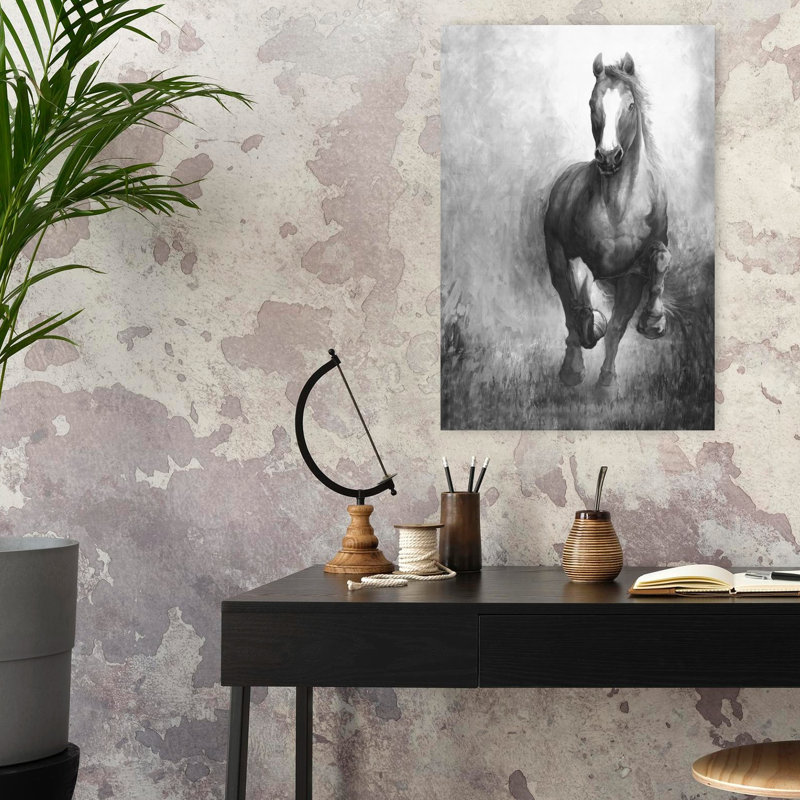 Art au cheval contemporain au galop, H 24 po x l 16 po