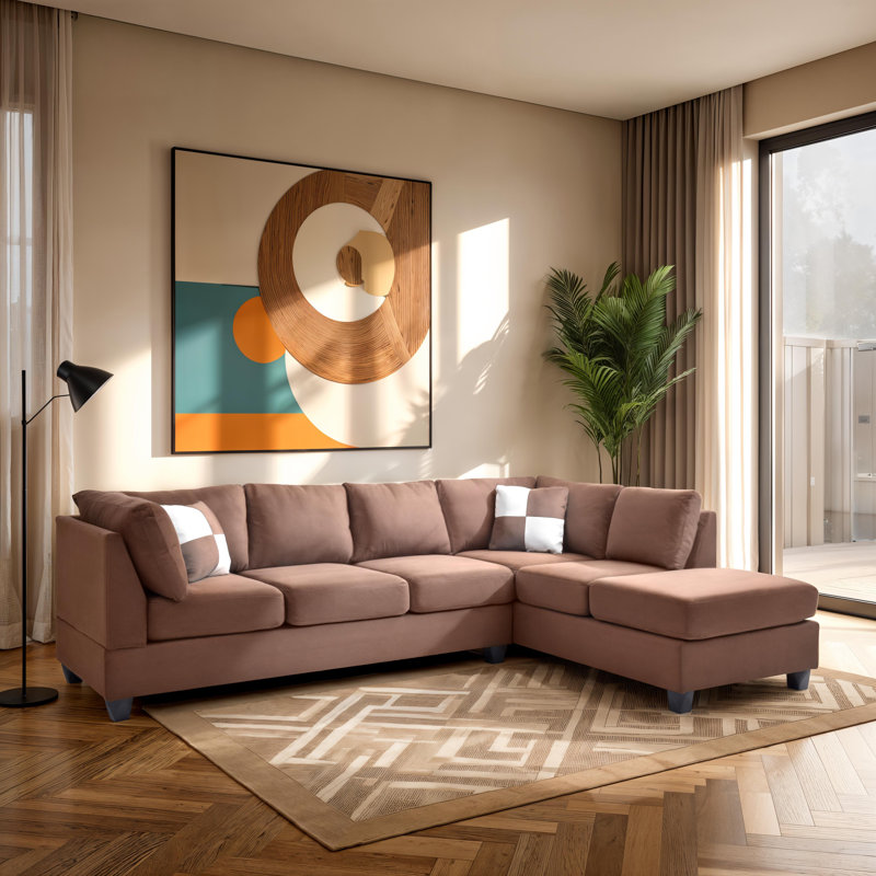 Harikleia Salisbury Sectional, Chocolate Fabric