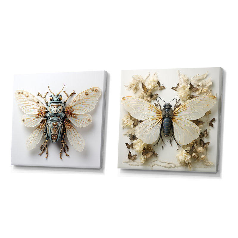Captivating Moths Insect I - Insectes et insectes, ensemble de 2 reproductions d'art mural, Toile tendue
