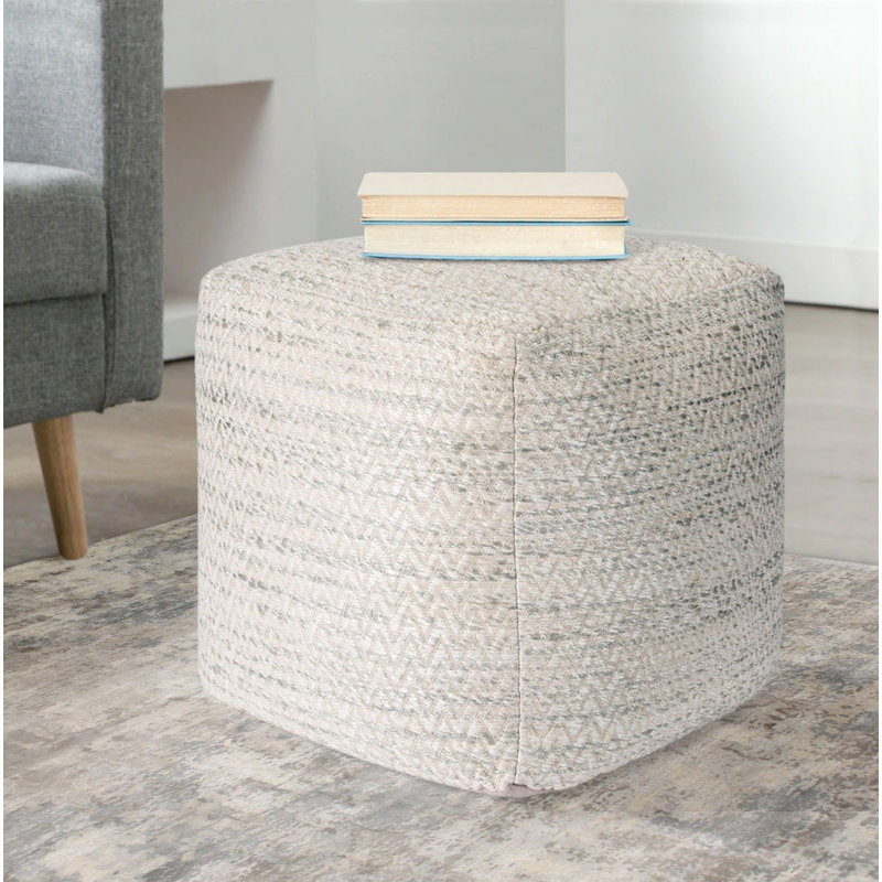 Galaxy Upholstered Pouf, Ivory