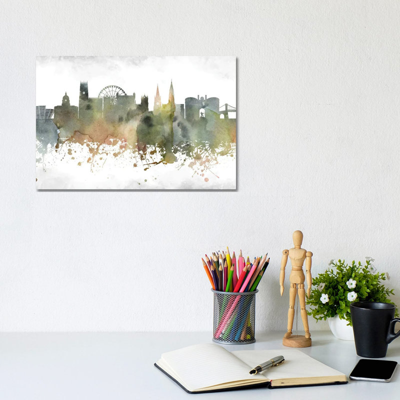 Nottingham Skyline - Wrapped Canvas Print, 20.32cm H x 30.48cm W x 1.905cm D