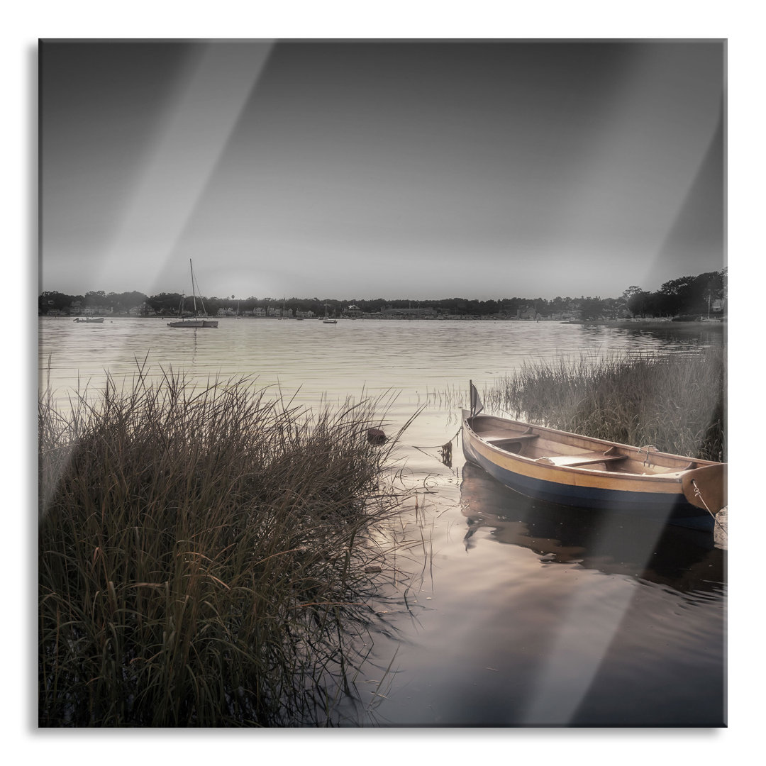 Glasbild Segelboote an der Küste