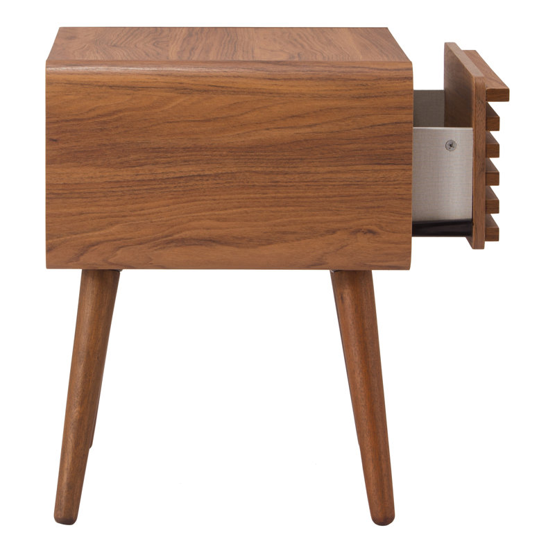Bria End Table with Storage, Walnut