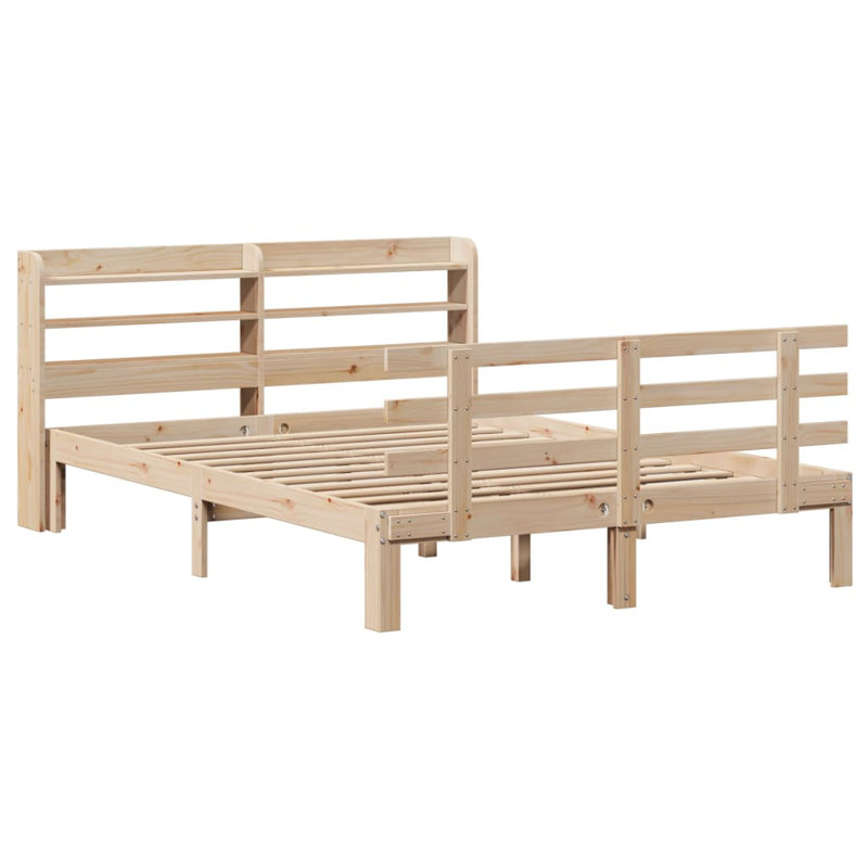 Bed Frame With Headboard Without Mattress, 150 x 200cm, Natural