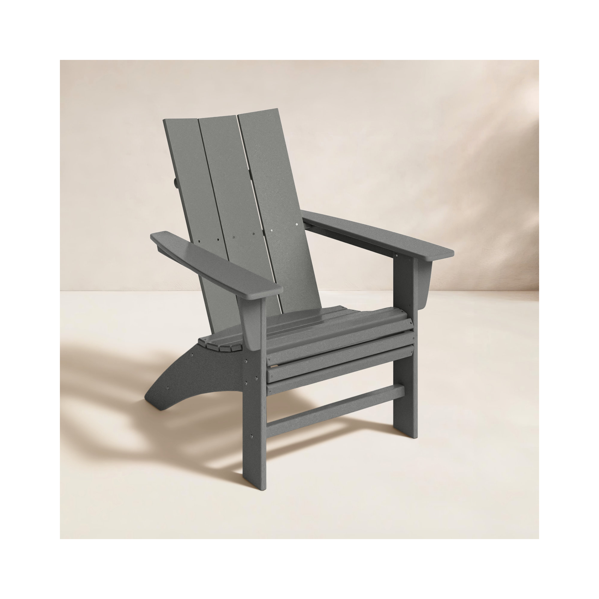 POLYWOOD Modern Curveback Adirondack Chair, Slate Gray