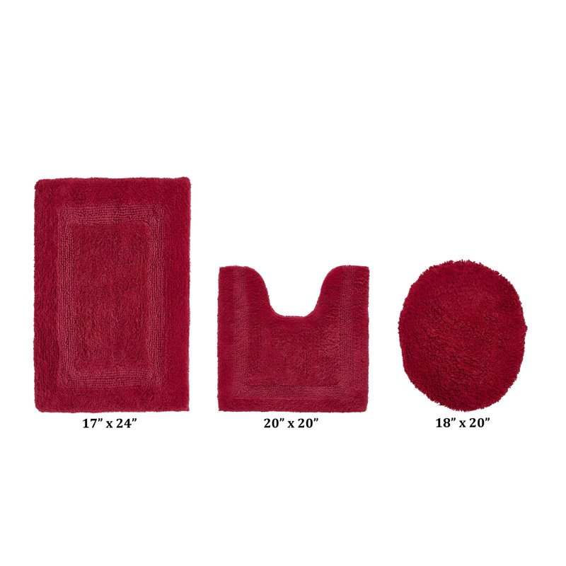 Annerose Premium 100% Cotton 3 Piece Bath Rug Sets, Machine Washable, Super Absorbent & Tufted Weave Reversible Bath Mat for Bathroom, Shower, and Tub, Oeko-Tex Certified Bathroom Rugs