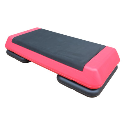 Pied d'aérobie ajustable avec plateforme en ABS haute densité, noir et rouge (compact)