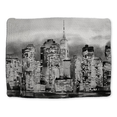 Napperon gris moderne avec villes tressées | Aquarelle, décor de paysage urbain