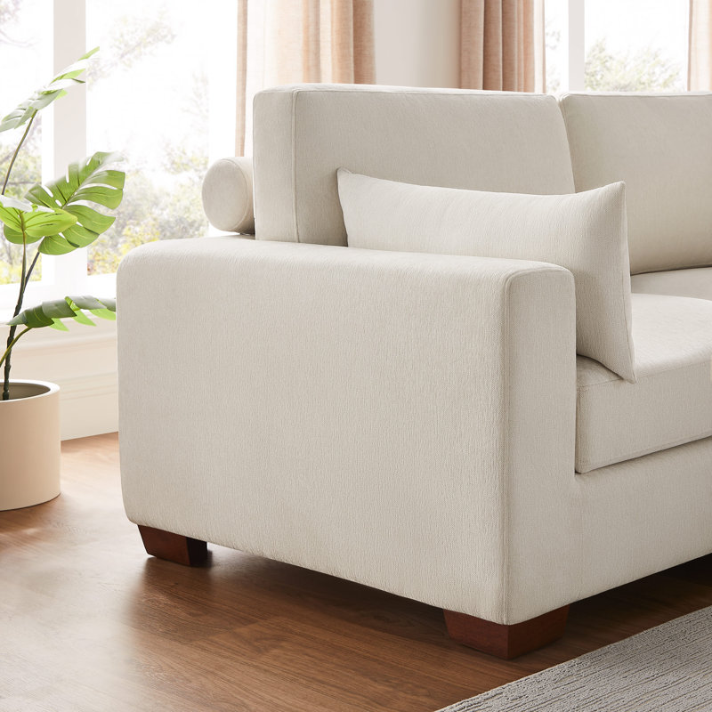 Canapé modulaire rembourré avec repose-pieds 6 pièces Chayten, Polyester beige