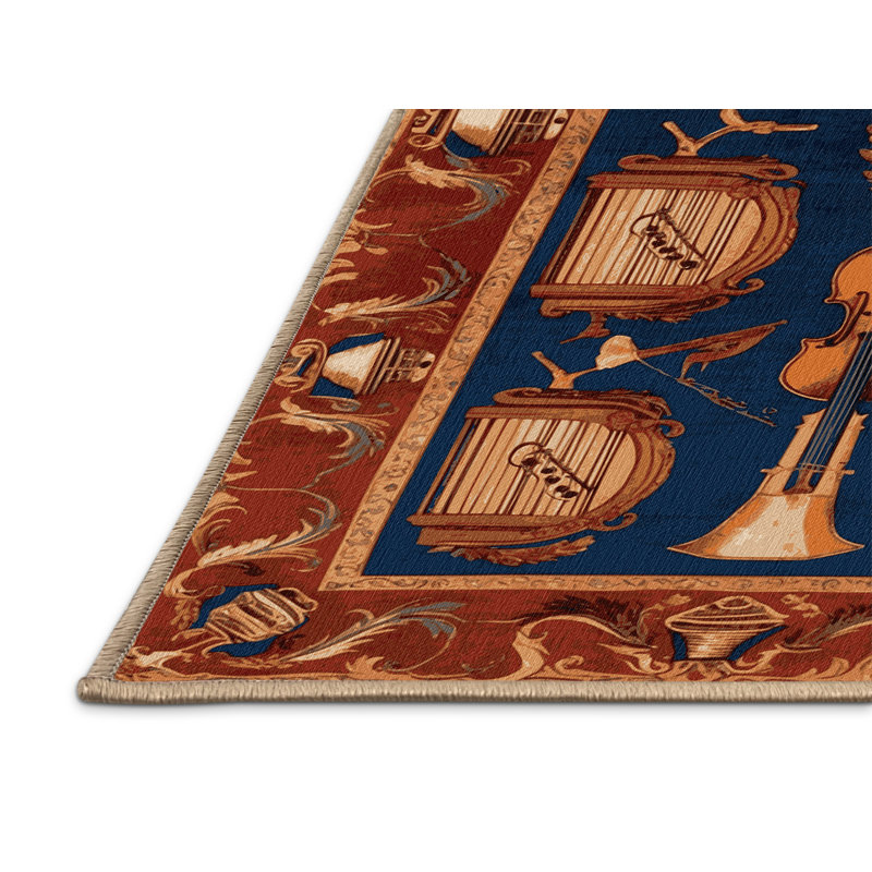 Machine Washable French Brown Area Rug, Rectangle 4' x 6'