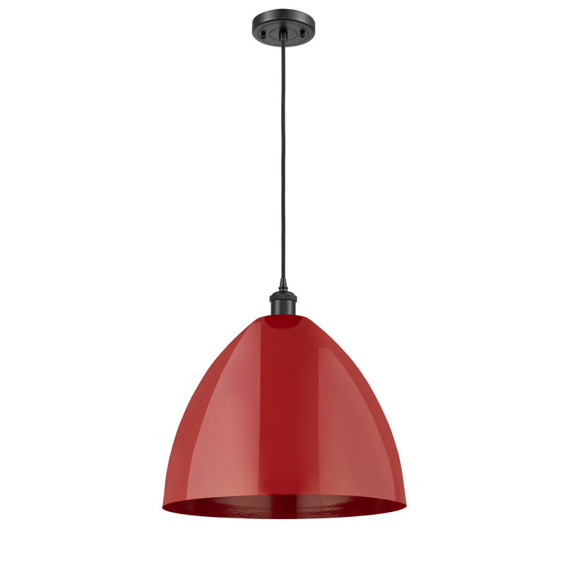 Luminaire suspendu conique 1 lumière, Rouge, Noir mat