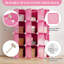 Modular Shoe Storage Cabinet, 12-Cube Stackable DIY interlinked Plastic Organizer with Translucent Doors - Waterproof Panels - Easy Assembly - 95×34×124 cm, Pink