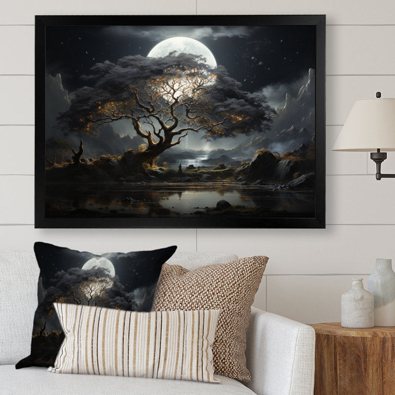 «Grey Tree Essence of Light - Trees», art mural, Cadre photo noir, H 24 po x l 32 po x P 1 po