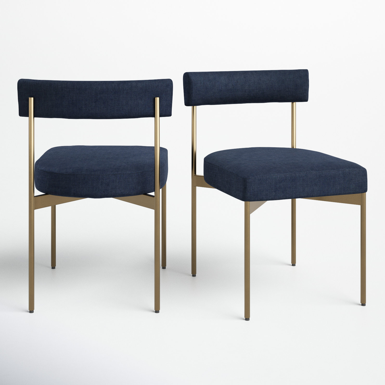 Freida 19.75'' H Upholstered Dining Chair, Navy Blue, Antique Brass